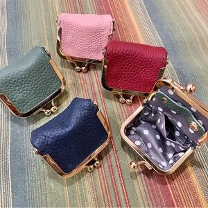 Mini Leather Jewelry Travel Organizer Kiss Lock Blue NWT